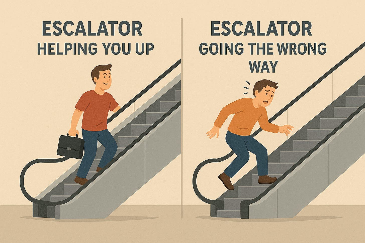 Illustration from Your career ladder is actually an escalator
